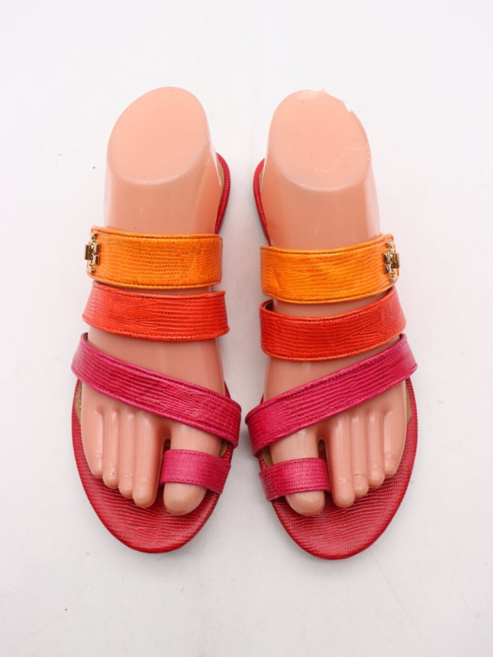 Tory Burch Kira Dark Azalea Women's Size  8 M Multicolored Toe Ring Sandals